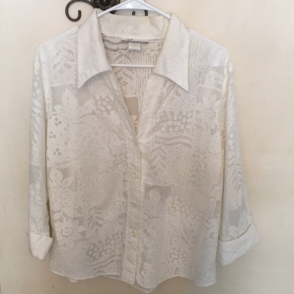 Dressy women’s blouse white size L  Dress Barn